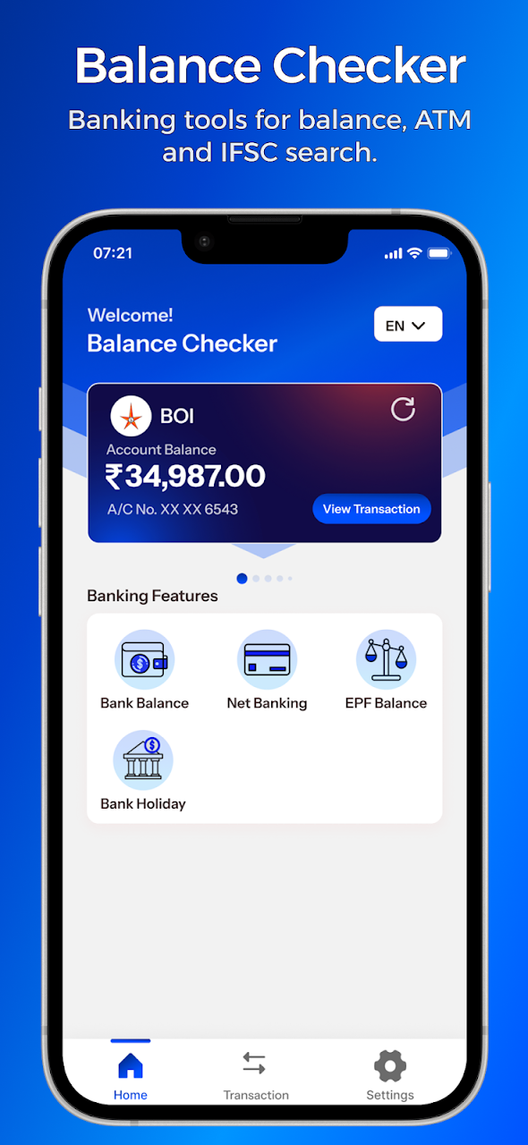 Bank selector screen